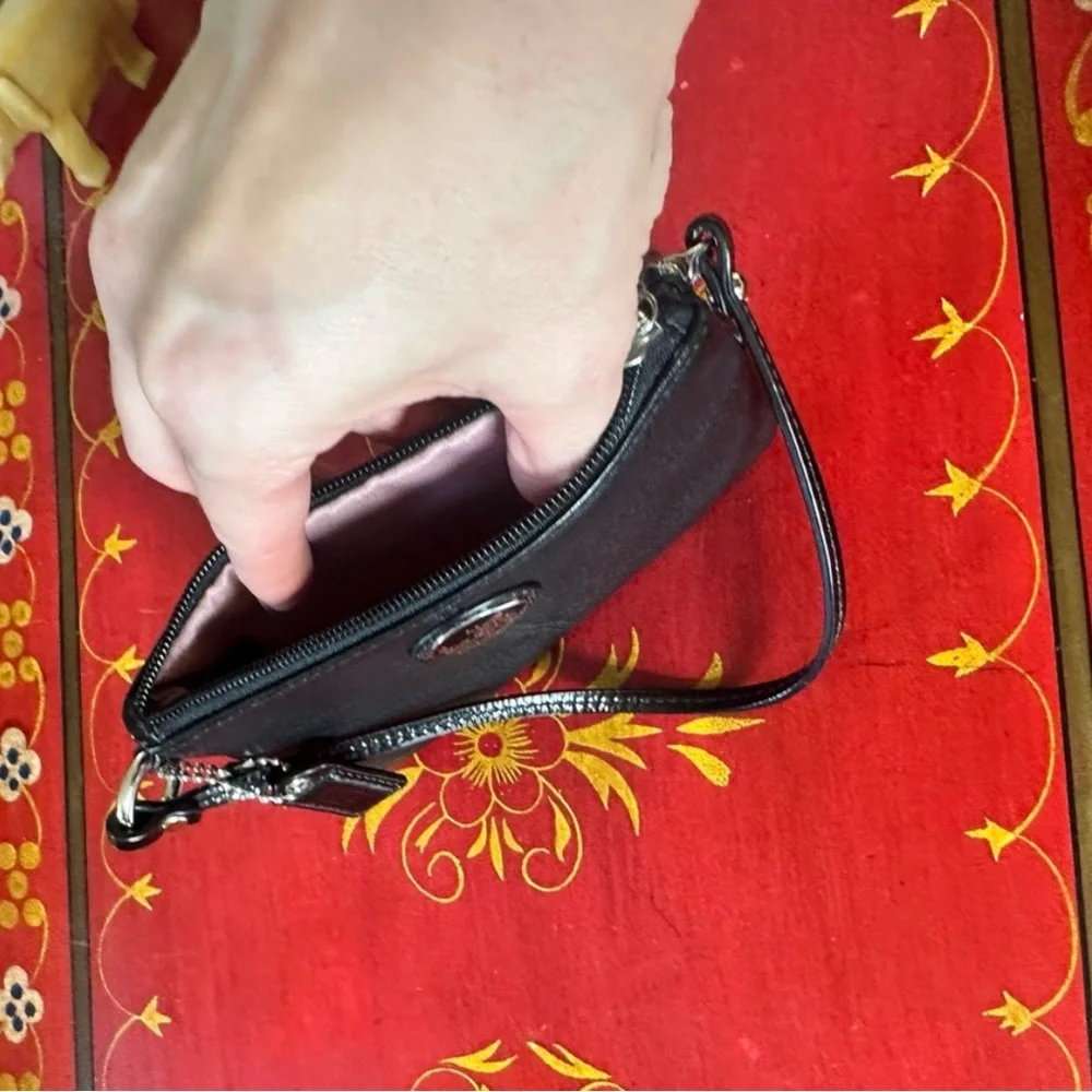Coach Black Leather Pebble Wristlet